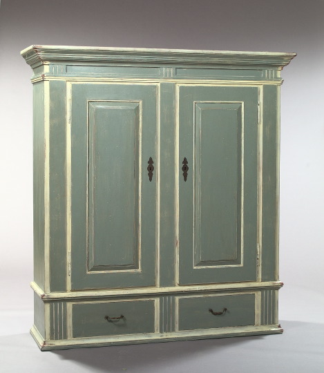 Appraisal: Large Northern European Polychromed Double-Door Armoire the top with a