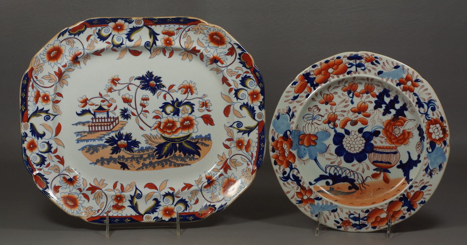 Appraisal: Pcs of English Ironstone in the Imari Style platter marked