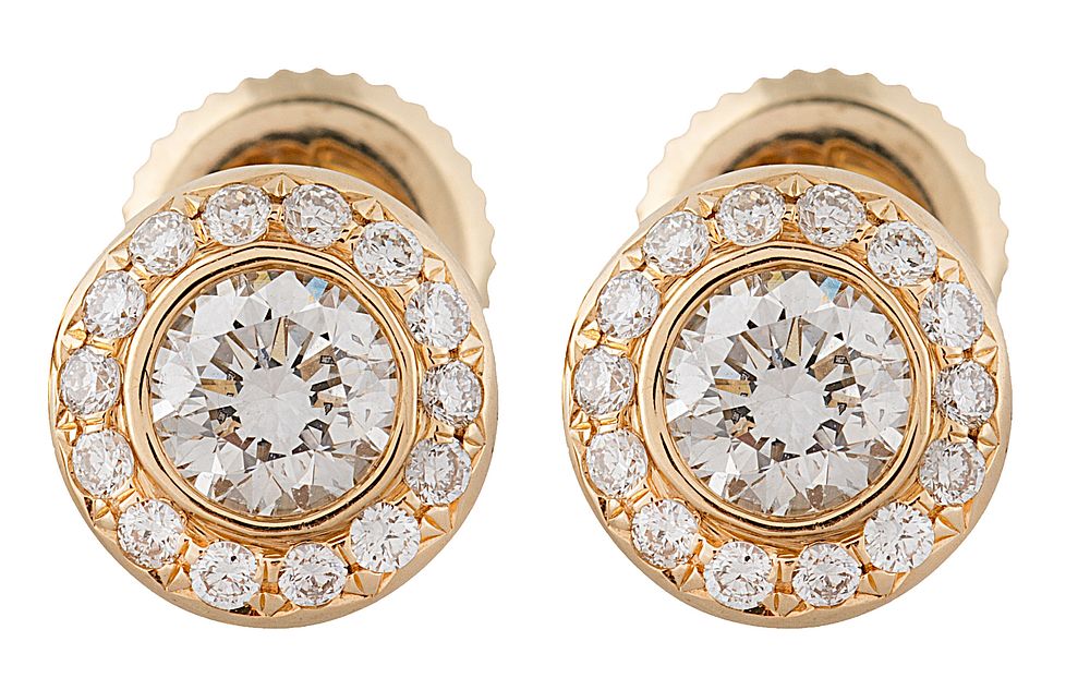 Appraisal: KT GOLD DIAMOND EARRINGS HARRY WINSTON NEW YORK CONTEMPORARY KT