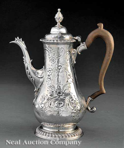 Appraisal: A Georgian Sterling Silver Coffeepot th c and later lid