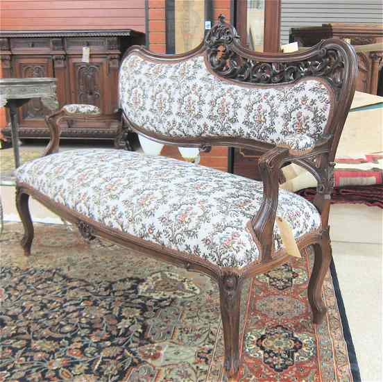 Appraisal: LOUIS XV STYLE MAHOGANY SETTEE French c having a carved