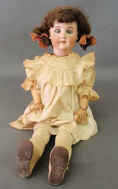 Appraisal: Large German bisque head doll marked Handwerck Halbig l