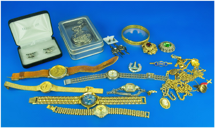 Appraisal: Collection Of Misc Costume Jewellery Comprising Watches Brooches etc