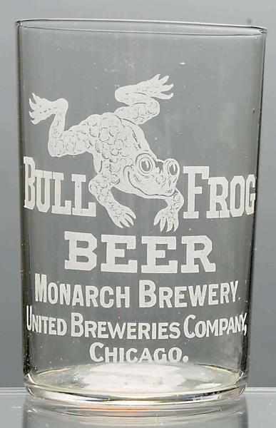 Appraisal: Bull Frog Acid-Etched Beer Glass Nice imprint and clean bright