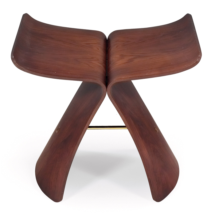 Appraisal: Sori Yanagi butterfly stool rosewood brass hardware original finish stamped