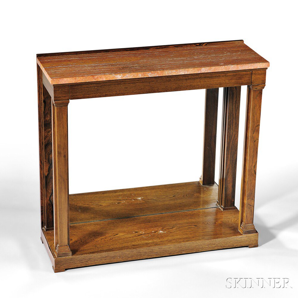 Appraisal: Dunbar Console Table Rosewood marble glass Berne Indiana c Rectangular