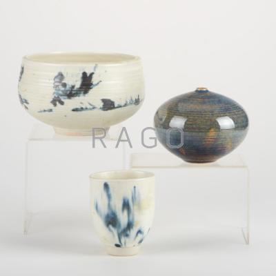 Appraisal: VIVIKA AND OTTO HEINO Three porcelain vessels bowl cup and