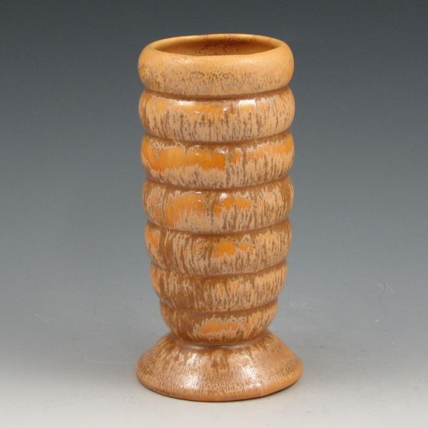 Appraisal: Monmouth vase with horizontal ribs and great brown semi-matte over