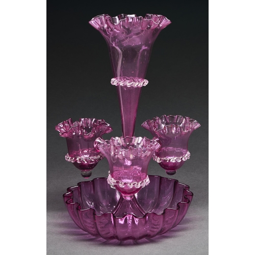 Appraisal: A Victorian cranberry glass flower stand cm h More Information