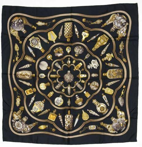 Appraisal: Hermes silk twill scarf Qu'Importe le Flacon pattern original design