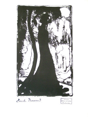 Appraisal: After Emile Bernard - - Figure in a landscape lithograph