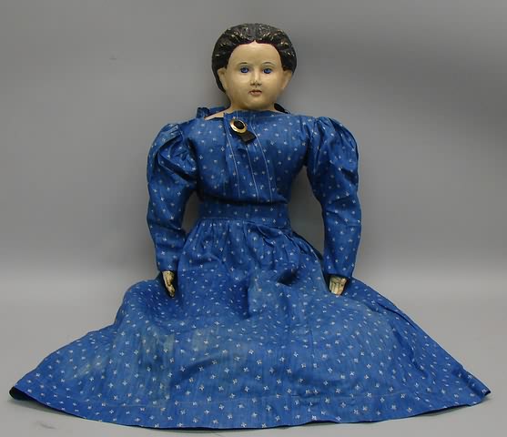 Appraisal: Tagged Greiner No doll Black hair blue eyes Original cloth