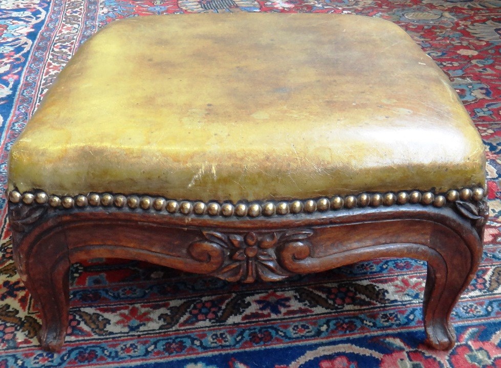 Appraisal: A pair of th century oak framed footstools of serpentine