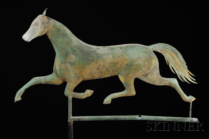 Appraisal: Molded Copper and Cast Zinc Running Horse Weathervane possibly A