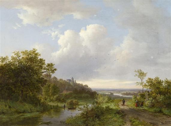 Appraisal: KLOMBECK JOHANN BERNARD Kleve River landscape in the summer Oil