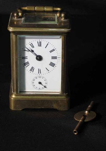 Appraisal: Small French brass carriage clock H in Rectangular case white