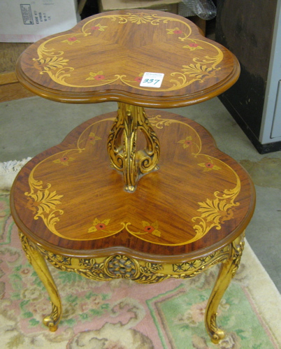 Appraisal: LOUIS XV STYLE TWO-TIER TABLE American mid th century having