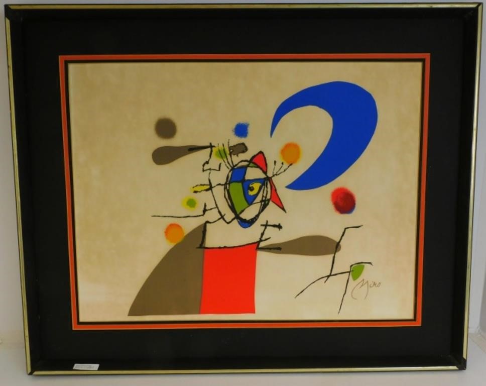 Appraisal: AFTER JOAN MIRO - SPAIN FRANCE FRAMEDhand colored lithograph Signed