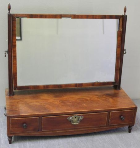 Appraisal: th Cent Mahogany Shaving Stand with String Inlayand Mirror From