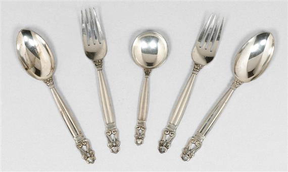 Appraisal: JENSEN GEORG LOT OF PIECES after Silver Acorn pattern Includes