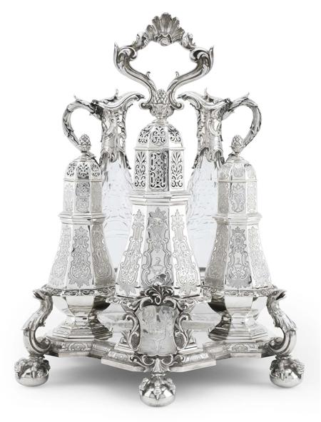 Appraisal: A large early Victorian silver Warwick cruet Edward I Edward