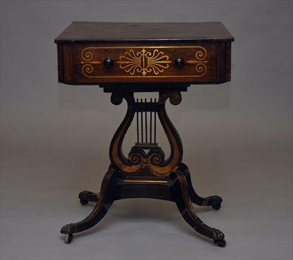 Appraisal: Regency Rosewood and Brass-Inlaid Work Table