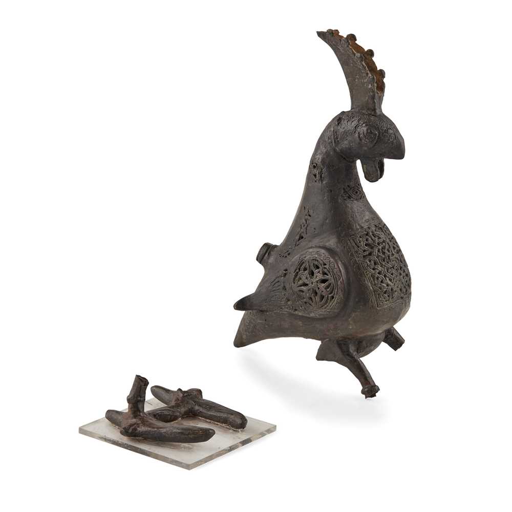 Appraisal: KHORASAN BRONZE INCENSE BURNER IN THE FORM OF A COCKEREL