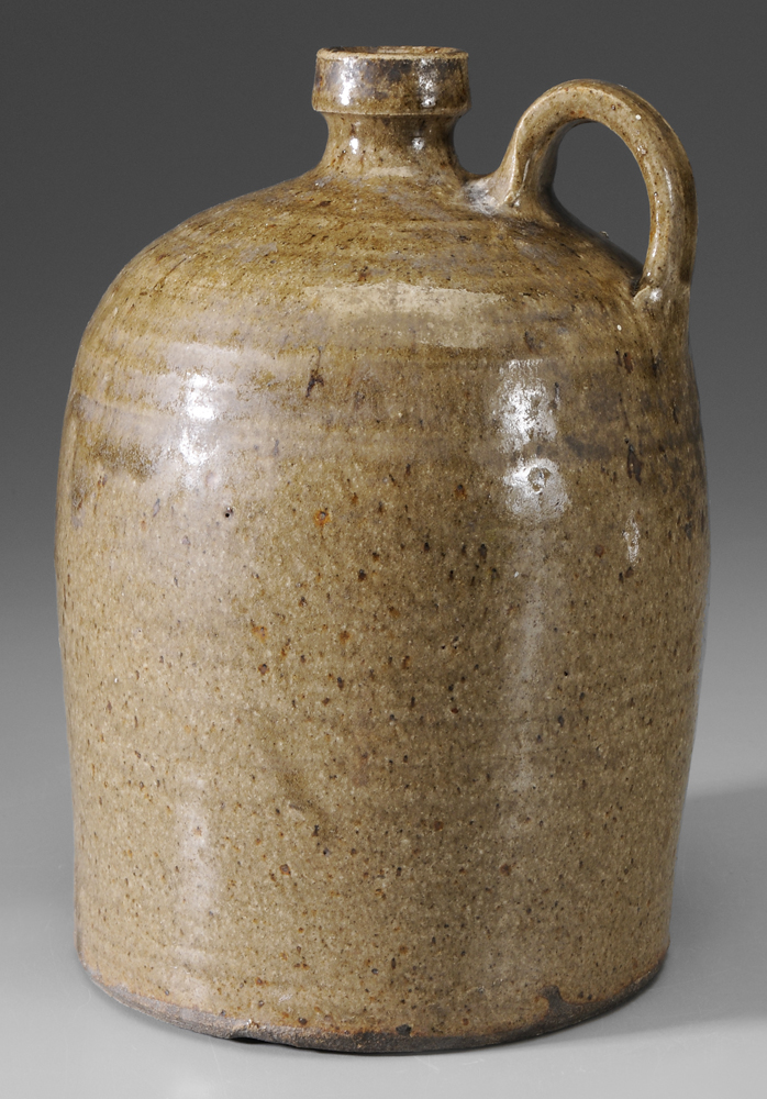 Appraisal: Alkaline-Glazed Stoneware Jug American possibly Edgefield District South Carolina th