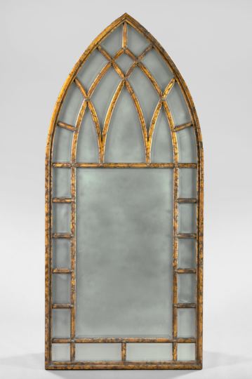 Appraisal: Large English Tortoiseshell-Gilded Looking Glass of lancet-arched multi-panel form in