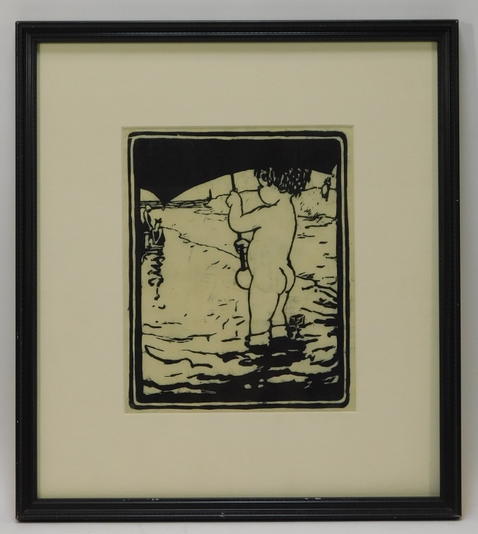 Appraisal: ELIZA DRAPER GARDINER BEACH BABY WOODBLOCK PRINT United States -