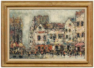 Appraisal: Jean Remy painting French born Parisian street scene signed lower