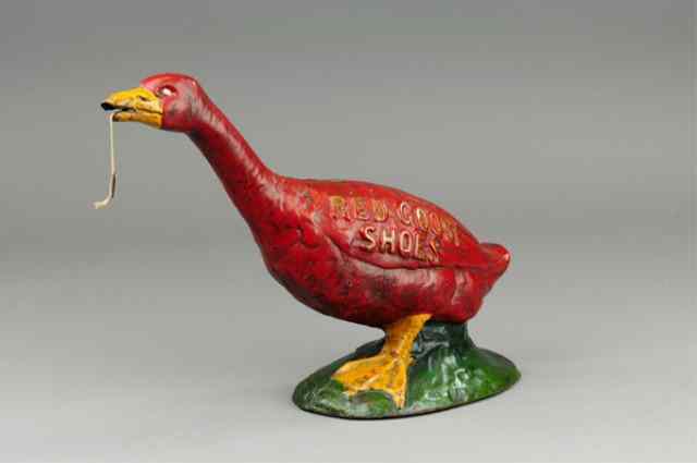 Appraisal: RED GOOSE SHOES STRING HOLDER c cast iron painted in