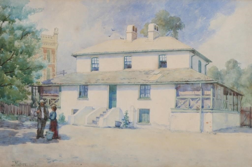 Appraisal: Watercolor painting by John Mather Australian - showing a home