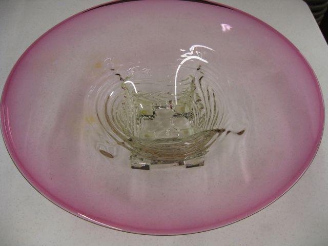 Appraisal: Art Glass Centerpiece Bowl cranberry to clear diameter beautiful