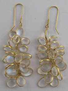 Appraisal: A pair of yellow metal tests carat gold moonstone earrings