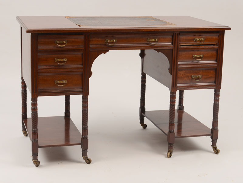 Appraisal: AESTHETIC MOVEMENT WRITING DESK With inset leather top x x