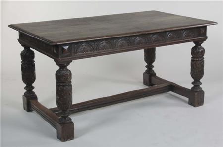 Appraisal: A th century Jacobean revival oak table the moulded rectangular