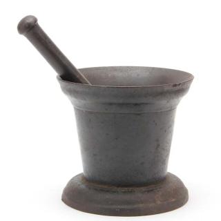 Appraisal: Large th Century Cast Iron Mortar and Pestle a substantial