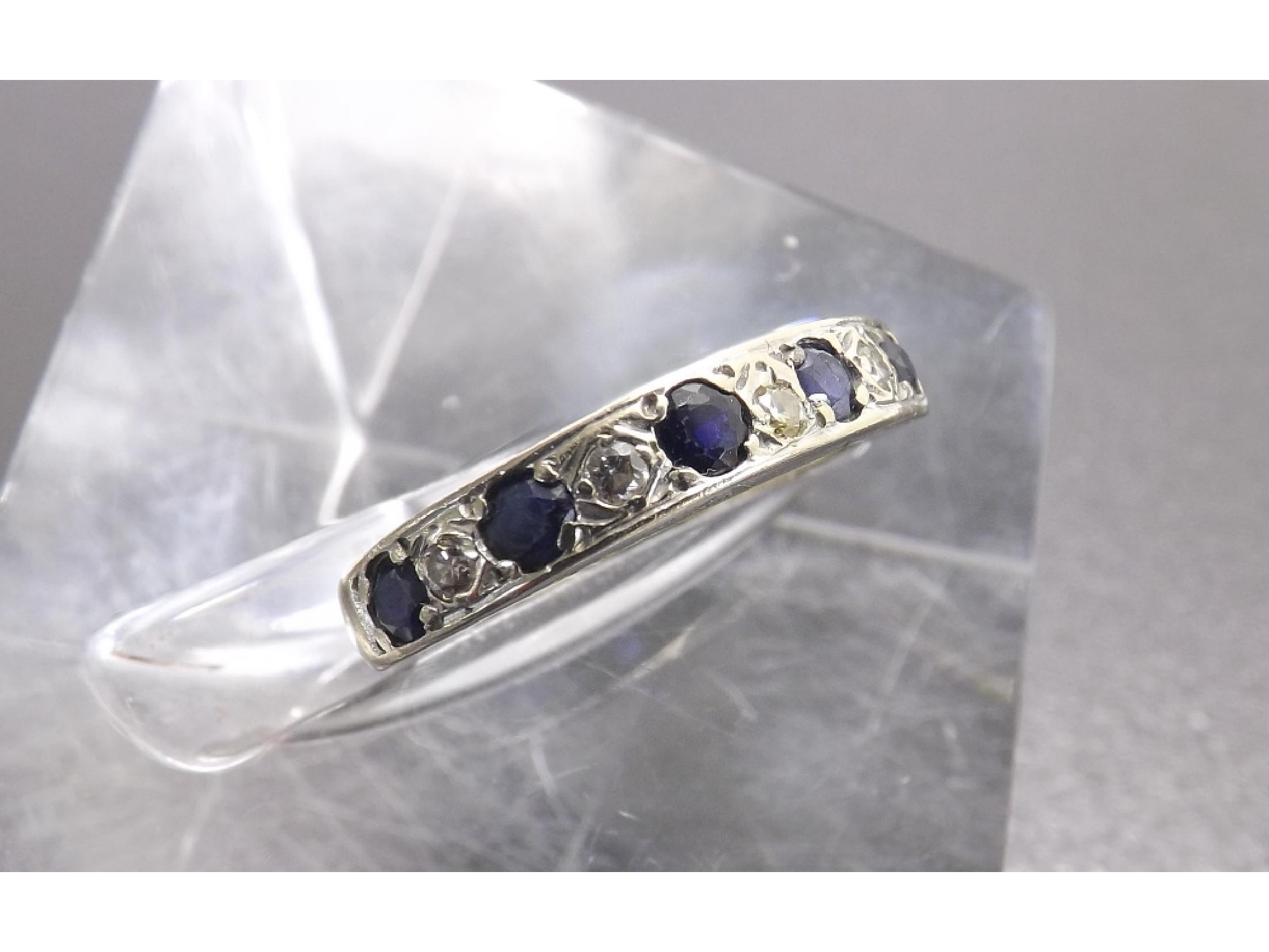 Appraisal: -D ct diamond and sapphire half eternity ring gm ring