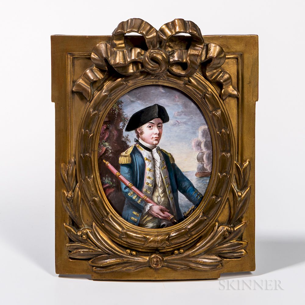 Appraisal: After Johann-Elias Haid Augsburg - Enamel Portrait Miniature of Commander