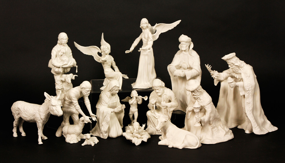 Appraisal: - Boehm Piece White Bisque Nativity Set Boehm fourteen piece