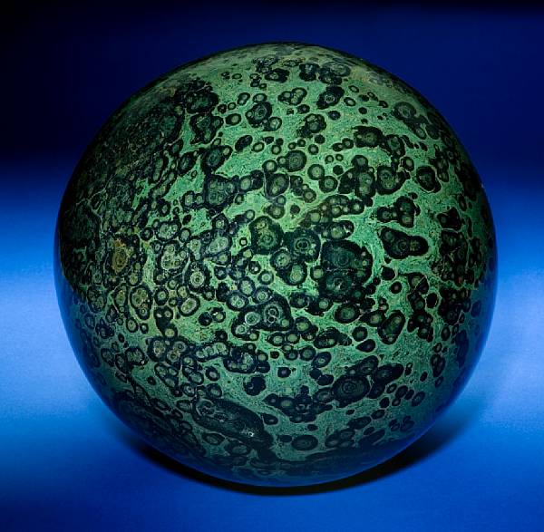 Appraisal: Crocodile Jasper Sphere Madagascar A deep forest green with concentric