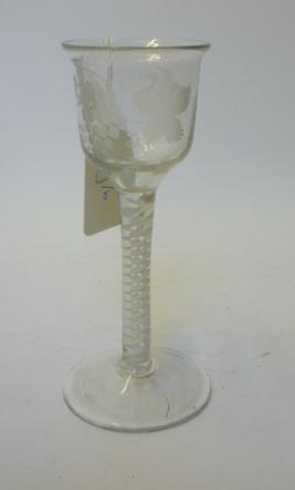 Appraisal: A WINE GLASS in th century style the plain ogee