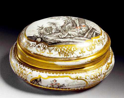 Appraisal: SUGAR BOWL WITH AUGSBURG HAUSMALER DECORATION Meissen circa - Mould