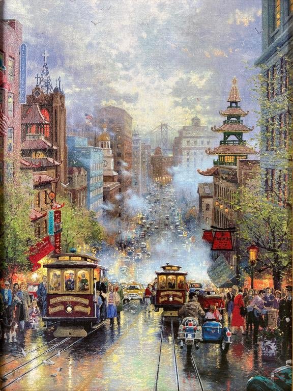 Appraisal: Thomas Kinkade Giclee San Francisco CaliforniaPlate Signed Frame x COA