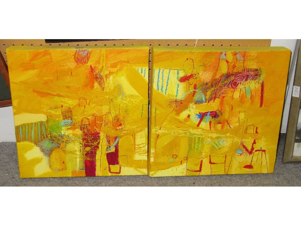 Appraisal: LOUISE RITCHIE Acrylic on canvas Diptych signed verso