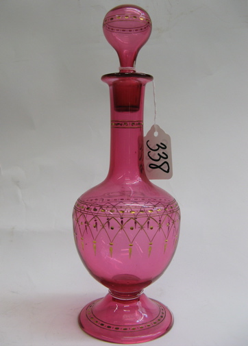 Appraisal: A CRANBERRY GLASS PERFUME BOTTLE c with original bulbous stopper