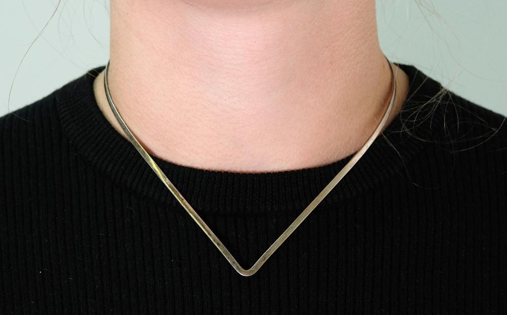 Appraisal: Sterling silver flat choker in the shape of a V