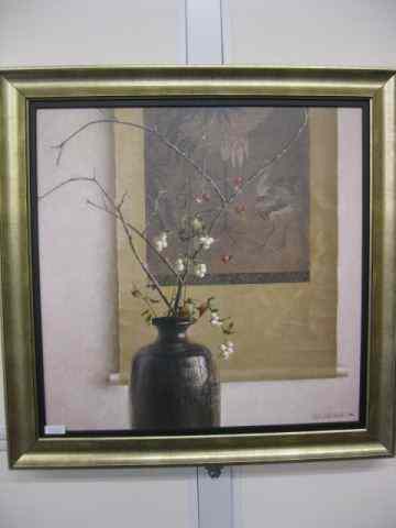 Appraisal: Robert Bateman giclee on canvas ''Still Life with Chinese Scroll''