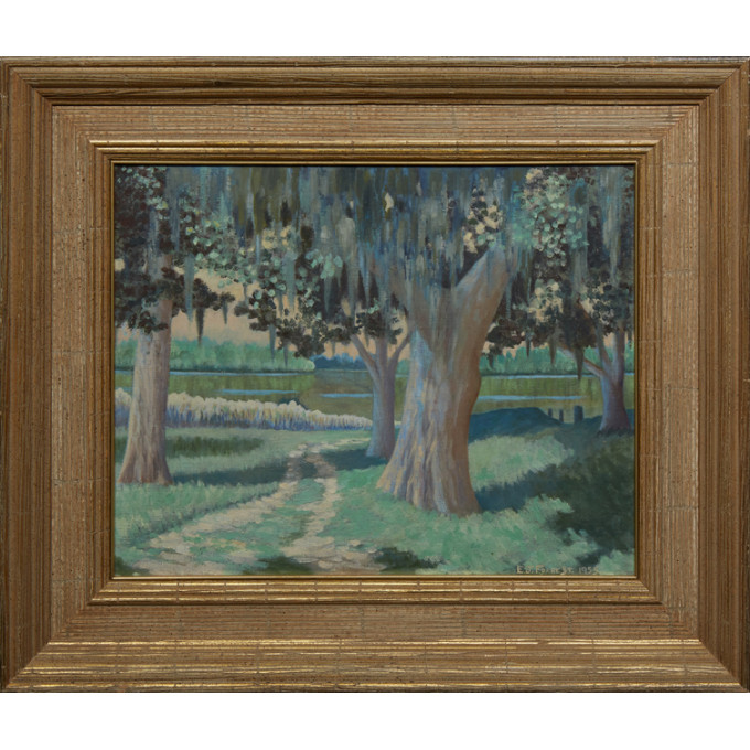 Appraisal: E J Forrest th c Louisiana Moss Draped Oaks oil